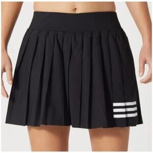 Y2K Coquette Adidas Pleated Mini Skirt Black Sporty Chic Athleisure Skort Small